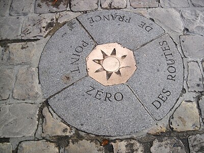 French road system's Point Zéro spot on the ground in front of Notre-Dame (since 1924)