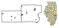 Location of Casey in Clark County, Illinois.