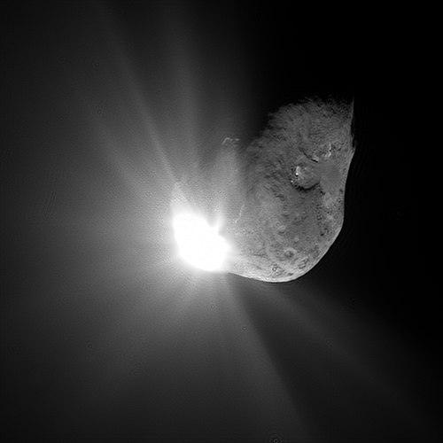 Comet Tempel 1 67 seconds after it collided with Deep Impact