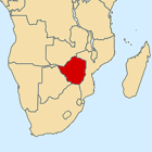 Location of Rhodesia (now Zimbabwe) in southern Africa