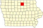 State map highlighting Cerro Gordo County