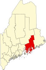 Map of Maine highlighting Hancock County