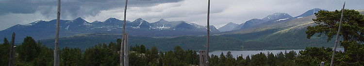 Panorama of central massif of Rondane National Park as seen from Rondablikk hotel