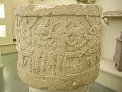 Banquet scene, limestone, Chiusi.