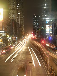 The boulevard at night looking towards northeast