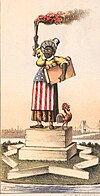 Statue of Liberty caricatured as a Black woman with exaggerated racial features