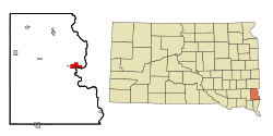 坎顿在林肯郡及南达科他州的位置