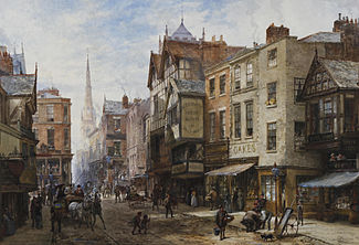 Watercolour of Eastgate Street, Chester, by Louise Rayner (1832–1924)