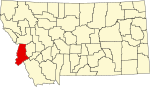 拉瓦利郡在蒙大拿州的位置