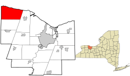 Location in Monroe County and the state of New York.