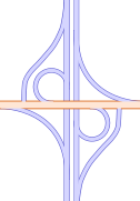 Parclo (partial cloverleaf) interchange: often used to link a minor road with a junction