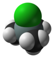 Space-filling model of the trimethylsilyl chloride molecule