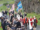 Practitioners on their way to a ceremony