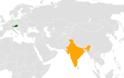 Map indicating locations of Austria and India