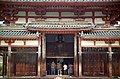 The head of the Jōchō statue of Amitābha is visible in this photo of the Phoenix Hall.