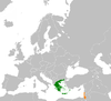 Location map for Greece and Israel.