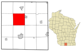 Location in Green County and the state of Wisconsin.