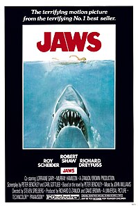 Jaws poster, by Roger Kastel (edited by Crisco 1492)