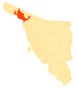 Location of the municipality in Sonora.