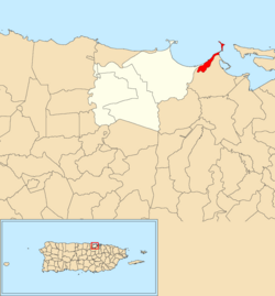 Location of Palo Seco within the municipality of Toa Baja shown in red