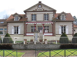 The town hall and school in Poigny-la-Forêt