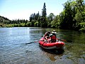Rafters start their float down the Rogue River from McGregor Park boat ramp.