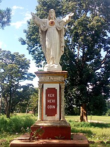 This is the sacred hearts Monument in the Roman Catholic archdiocese of Gulu.