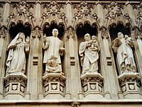 From the Gallery of 20th-century martyrs at Westminster Abbey – Mother Elizabeth of Russia, Rev. Martin Luther King Jr., Archbishop Óscar Romero and Pastor Dietrich Bonhoeffer