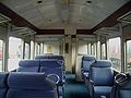 The interior of the mid 1980s refurbished First Class cabin, in Network SouthEast moquette, aboard a three car Class 117 DMU.