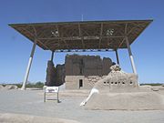 The Casa Grande Ruins are located at Ruins Drive in Coolidge, Az. Built by the Hohokam, the Casa Grande was abandoned around 1450 C.E. Written historic accounts of the Casa Grande begin with the journal entries of Padre Eusebio Francisco Kino when he visited the ruins in 1694. Listed in the National Register of Historic Places in 1966, and reference #66000192.