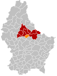 希伦在卢森堡地图上的位置，希伦为橙色，迪基希县为深红色