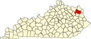 Map of Kentucky highlighting Carter County