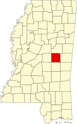 Map of Mississippi highlighting Neshoba County