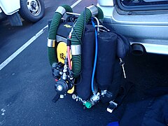 rEvo rebreather back view, right side
