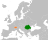 Location map for Romania and Switzerland.