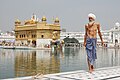 A Sikh pilgrim at the Harmandir Sahib, or Golden Temple, in Amritsar, Punjab