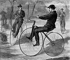 The American Velocipede, 1868, a wood engraving from Harper's Weekly
