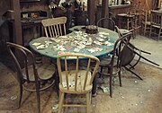 Table in the Bird Cage Theatre where the longest poker game in history was played 1880-1889.