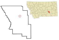 Location of Hysham, Montana