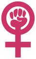 Raised fist within Venus symbol, used as a symbol of second-wave feminism (1960s)[30]