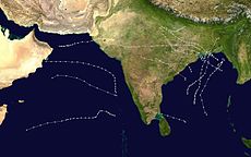 Track map of cyclones during the season