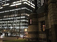 The Hancock Tower (left) and Trinity Church (right)