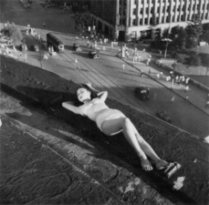 A dancer on the rooftop of Nippon Theater, 1947