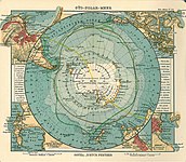 1906 map by German publisher Justus Perthes showing Antarctica encompassed by an Antarktischer (Sudl. Eismeer) Ocean – the 'Antarctic (South Arctic) Ocean'.