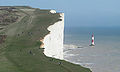 Image 1 Beachy Head Photo: David Iliff Beachy Head is a chalk headland on the south coast of England, close to the town of Eastbourne in the county of East Sussex. The cliff there is the highest chalk sea cliff in Britain, rising to 162 m (530 ft) above sea level. The peak allows views of the south east coast from Dungeness to the east, to Selsey Bill in the west. More featured pictures