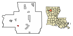 Location of Castor in Bienville Parish, Louisiana.