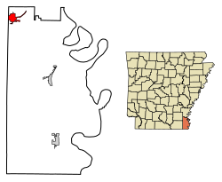 Location of Dermott in Chicot County, Arkansas.
