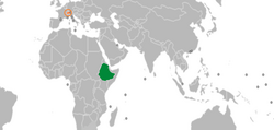 Map indicating locations of Ethiopia and Switzerland