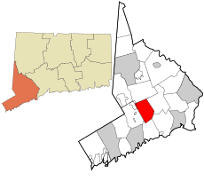 Weston's location within Fairfield County and Connecticut