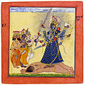 Goddess Bhadrakali, adored by the Gods. Basohli. India. c. 1660–70.
